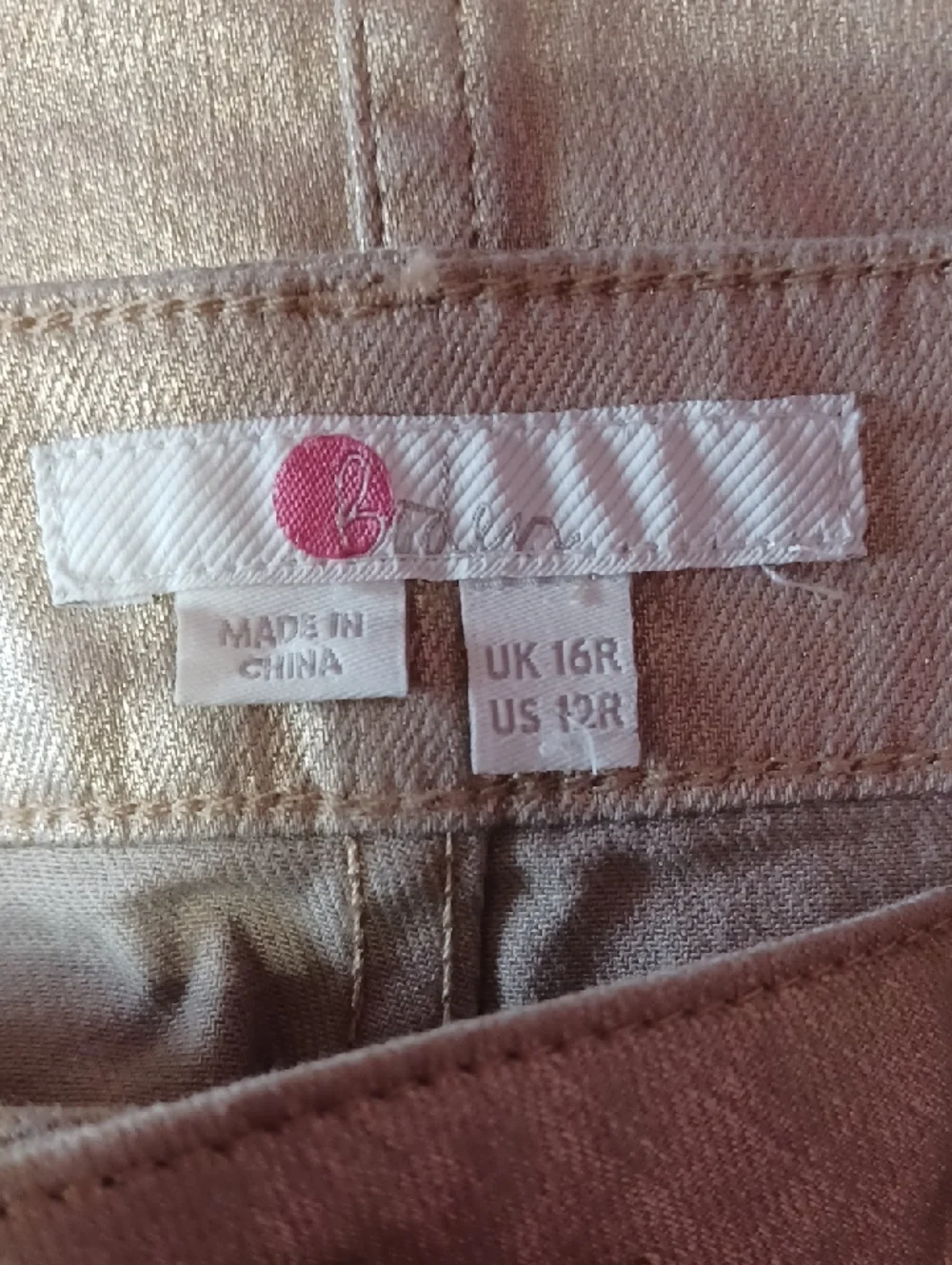 Boden Gold Metallic Denim Mini Skirt 5 Pocket Zip Fly Button Closure Like New
